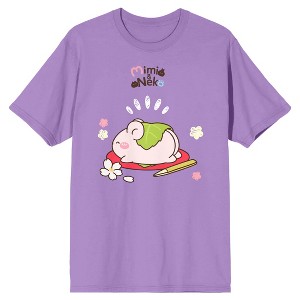Mimi & Neko Sleeping Nezu Crew Neck Short Sleeve Lavender Rose Men's T-shirt - 1 of 2