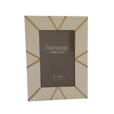 VIP Wood 8 in. White Diagonal Lines 4x6 Photo Frame
