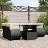vidaXL Patio Sofa Set with Cushions Outdoor Furniture 7 Piece Poly Rattan - Black and Cream without storage - 2 of 4