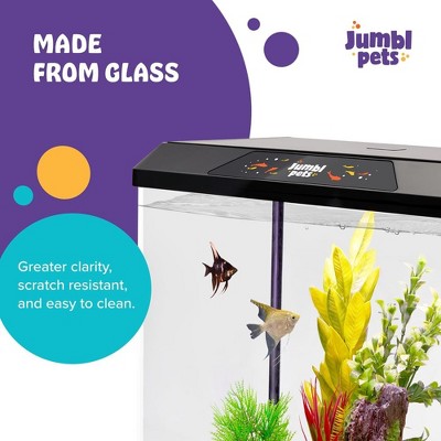 Jumblpets Starter Fish Aquarium Kit, Beginner Glass Fish Tank Kit W/led ...