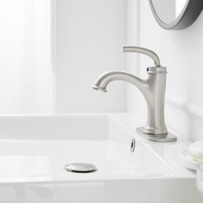 Nickel Single Handle Modern Bathroom Faucet with Deck Plate