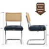 Set of 4 Kylie 20.5" Wider Tufted Seat Upholstered Fabric Chairs with Chrome Legs And Mesh Backrest Cane Rattan Dining Chairs - Maison Boucle - 3 of 4