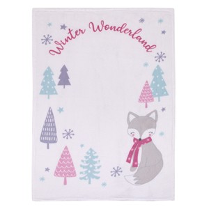 NoJo Fox White, Gray, and Purple "Winter Wonderland" Christmas Photo Op Super Soft Baby Blanket - 1 of 4