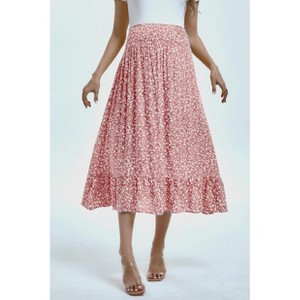 Maternity Dress Women's High Waist Floral Print Pleated Maxi Skirt - 1 of 3