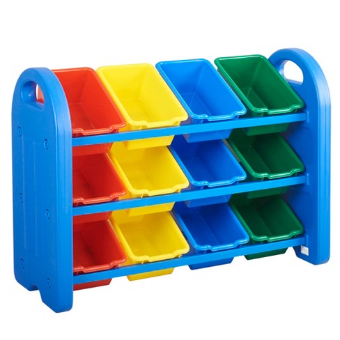 Costway Kids Toy Storage Organizer W/ 2-tier Bookshelf & Plastic Bins :  Target