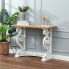 LuxenHome Vintage White and Natural Wood Console and Entry Table - 2 of 4
