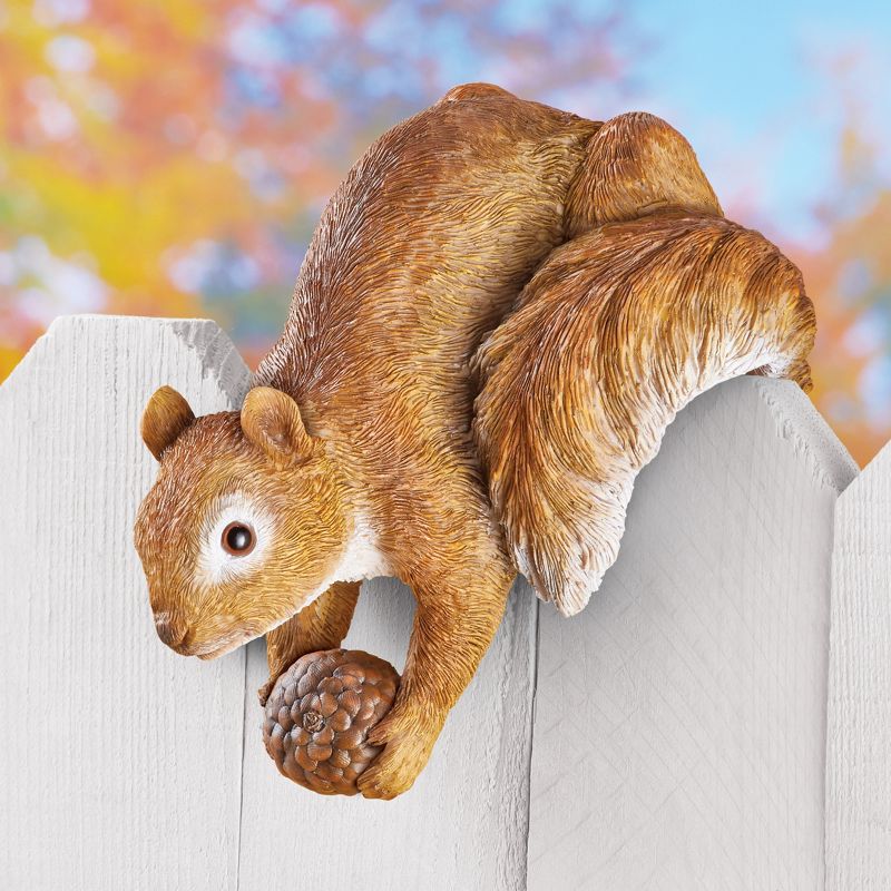 Collections Etc Over the Fence and Railing Squirrel with Nut Figurine 5.5 X 6 X 7, 3 of 4