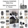 Evideco French Home Goods Diamond Bathroom Accessory Set – 4 Pieces Includes Soap Dispenser, Tumbler, Soap Dish, and Toilet Brush Holder – - 4 of 4