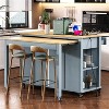 LunaLulinlk 47 inch Kitchen Island, Rubberwood Veneer Kitchen Table with Internal Storage Rack,Grey Blue - 2 of 4