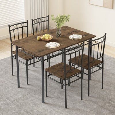 Dyonery Dining Table Set for 4, 5-Piece Rectangular Kitchen Table Chair Set for Small Space,Dinette,Apartment