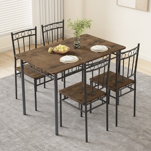 Dyonery Dining Table Set for 4, 5-Piece Rectangular Kitchen Table Chair Set for Small Space,Dinette,Apartment - 1 of 4
