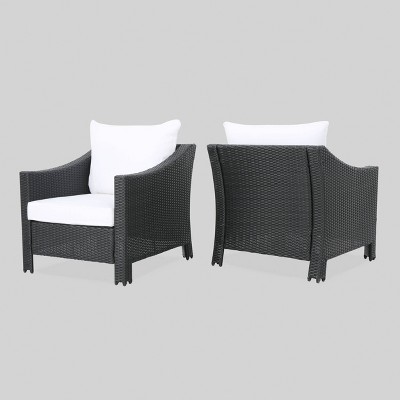 Antibes Set of 2 Wicker Club Chair with Cushions - Christopher Knight Home