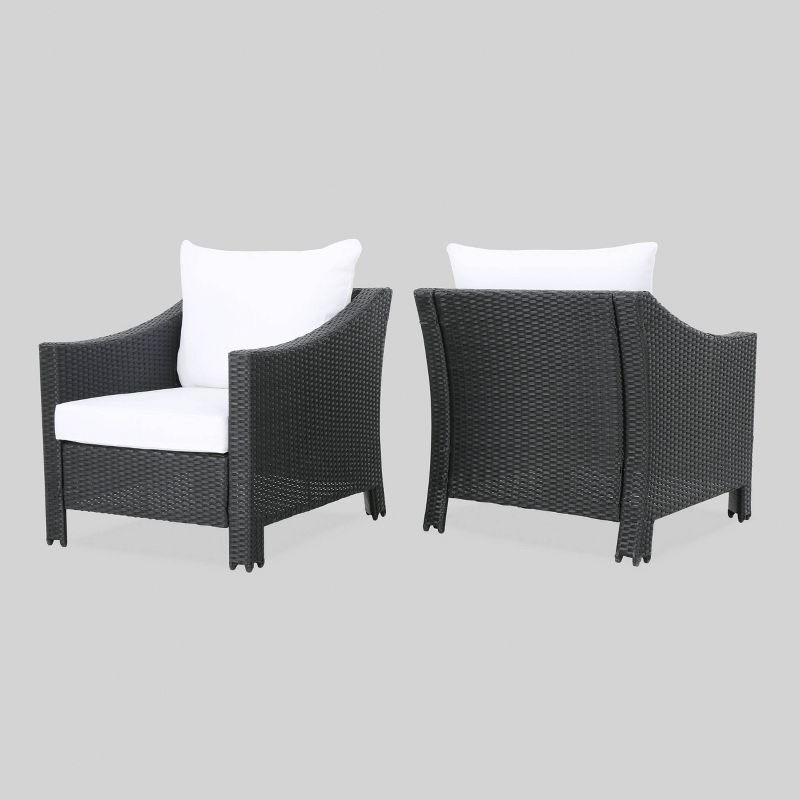 Antibes Set of 2 Wicker Club Chair with Cushions - Christopher Knight Home, 1 of 7