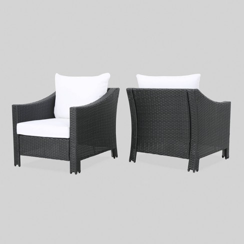 Antibes 2pk Wicker Club Chairs Black White Christopher Knight Home Target - Black And White Woven Patio Chairs