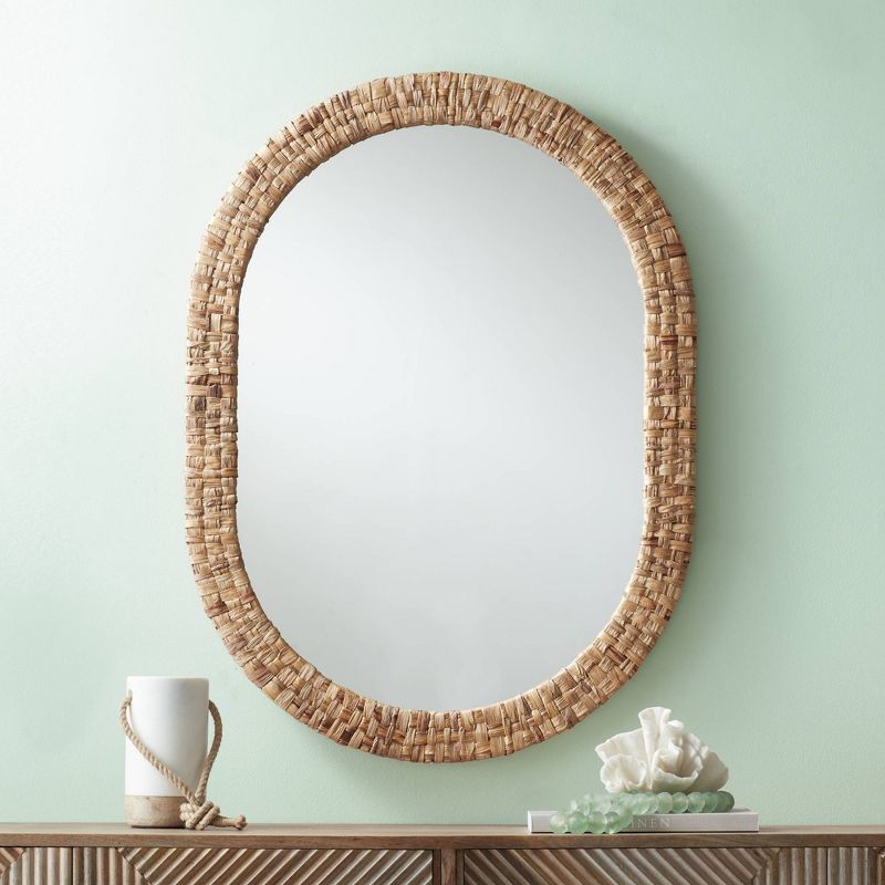 Noble Park Tioga Oval Vanity Wall Mirror Modern Natural Woven Rattan Frame 26 1/2" Wide for Bathroom Bedroom Living Room House Office Home Entryway, 2 of 10