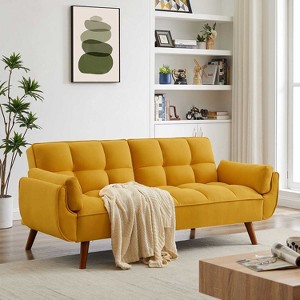 KTMBDW 75.4" Loveseat Sofa, Mid Century Modern Decor Love Seat Couches for Living Room, Bedroom, Solid and Easy to Install Love Seats Furniture - 1 of 4