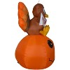 Gemmy Airblown Inflatable Pumpkin and Turkey with Happy Thanksgiving Banner, 4.5 ft Tall, Orange - 3 of 4