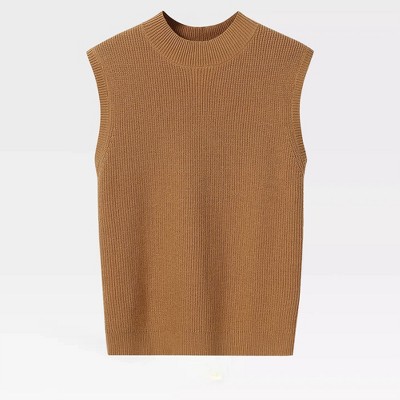 Women's Cap Sleeve Knit Pullover Sweater Crew Neck Tank Tops