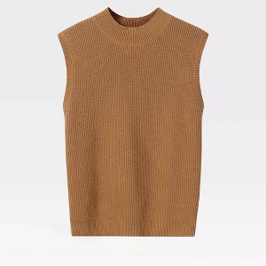 Women's Cap Sleeve Knit Pullover Sweater Crew Neck Tank Tops - 1 of 4