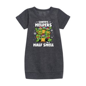 - Teenage Mutant Ninja Turtles - Santas Helpers In A Half Shell Graphic Short Sleeve Fleece Dress - 1 of 3