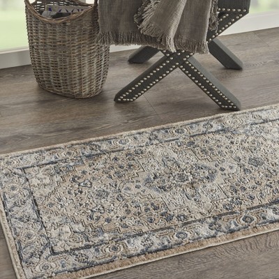 Elysian Beige & Grey Synthetic 26" Round Area Rug