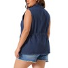 Agnes Orinda Women's Plus Size Utility Anorak Cargo Drawstring Jean Denim Vests - 4 of 4