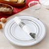 Elama 350 Piece Disposable Plastic Dinnerware Party Set for 50 Guests in White with Silver Trim - 2 of 4