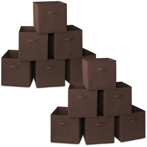 Casafield Set Of 12 Collapsible Fabric Storage Cube Bins, Brown - 13 ...