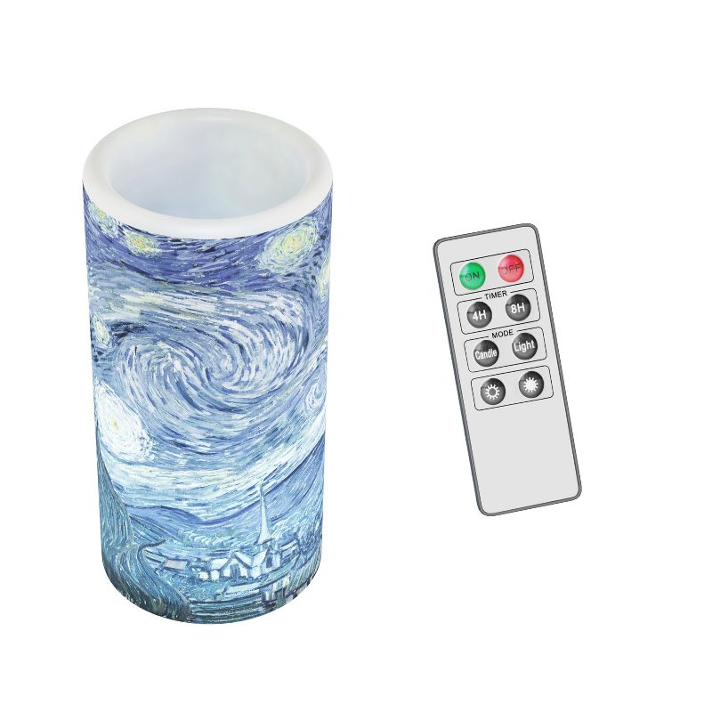 Hastings Home LED Starry Night Candle with Realistic Flameless Light, Remote Control Timer, and Vanilla Scent - Blue and White, 2 of 9