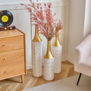 NicBex Modern Floor Vases Set of 3, Glazed Metal Large Vase for Dried Flowers, Vintage Standing Vase for Pampas Grass Wicker - 1 of 4