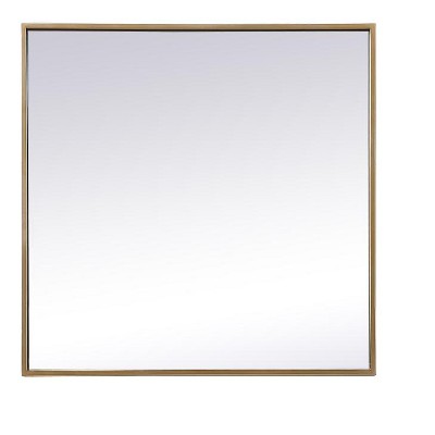 Elegant Lighting Metal Frame Square Mirror 24 inch in Brass