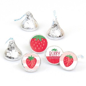 Big Dot of Happiness Berry Sweet Strawberry - Fruit Themed Birthday Party or Baby Shower Round Candy Sticker Favors Labels Fits Chocolate Candy 108 Ct - 1 of 4