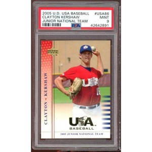 Clayton Kershaw Rookie 2005 U.D. USA Baseball Junior National Team #USA86 PSA 9 - 1 of 2