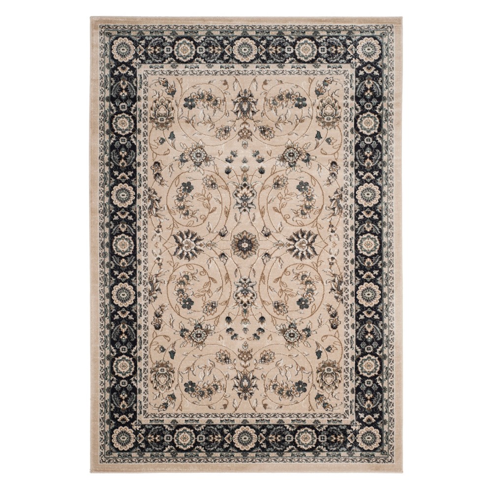 5'3inX7'6in Floral Loomed Area Rug Light Beige/Anthracite - Safavieh