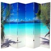 6' Tall Double Sided Beach Canvas Room Divider 6 Panel - Oriental Furniture: Tropical & Heavy Duty - 2 of 3