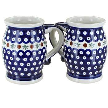 Blue Rose Polish Pottery 1106 Zaklady Beer Mug Set