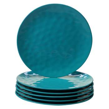 Certified International Solid Color Melamine Dinner Plates 11" Teal - Set of 6