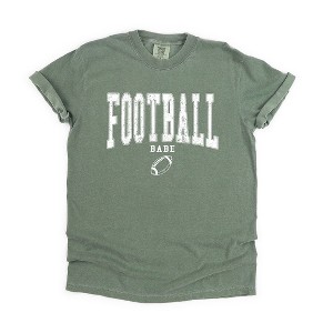 Simply Sage Market Women's Varsity Football Babe Short Sleeve Garment Dyed Tee - 1 of 4