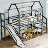 KTMBDW Full Size Loft Bed with House-Shaped Roof, Metal Full Loft Bed for Teen/Adult, Loft Beds with Safety Guard, Slide & Stairs - 3 of 4