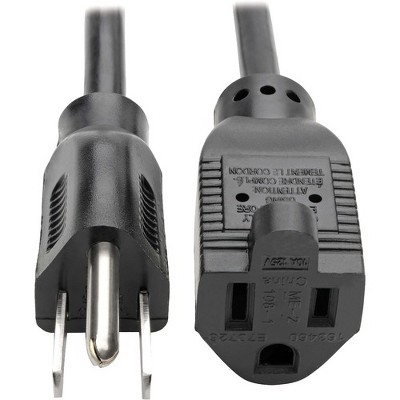 Tripp Lite 1ft Power Cord Extension Cable 5-15P to 5-15R 10A 18AWG 1' - 10A, 18AWG (NEMA 5-15P to NEMA 5-15R) 1-ft."
