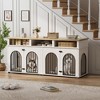 71" Heavy Duty Double Dog Crate Furniture - Indoor Pet Kennel with 4 Storage Shelves, Decorative End Table & TV Stand for Large Dogs - 3 of 4