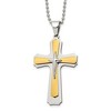 Chisel Stainless Steel Polished Yellow IP-plated Cross Pendant on a 22" Ball Chain Necklace - 2 of 4