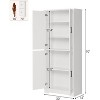 70" Tall White Pantry Cabinet, 4-Door Freestanding Storage Cupboard with Adjustable Shelves - 2 of 4
