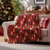 Lomsoe Red Christmas Pine Tree & Star Print Flannel Blanket - All Seasons Soft and Warm Throw Blanket for Napping, Camping, Travel, Office - 3 of 4