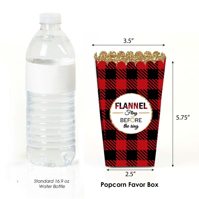 Big Dot of Happiness Flannel Fling Before the Ring - Buffalo Plaid Bachelorette Party Favor Popcorn Treat Boxes - Set of 12, 2 of 6