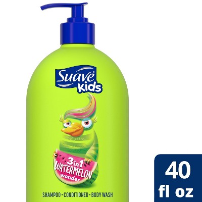 Suave Kids 3-in-1 Shampoo Conditioner Body Wash For Tear-Free Bath Time Watermelon Wonder - 40 fl oz