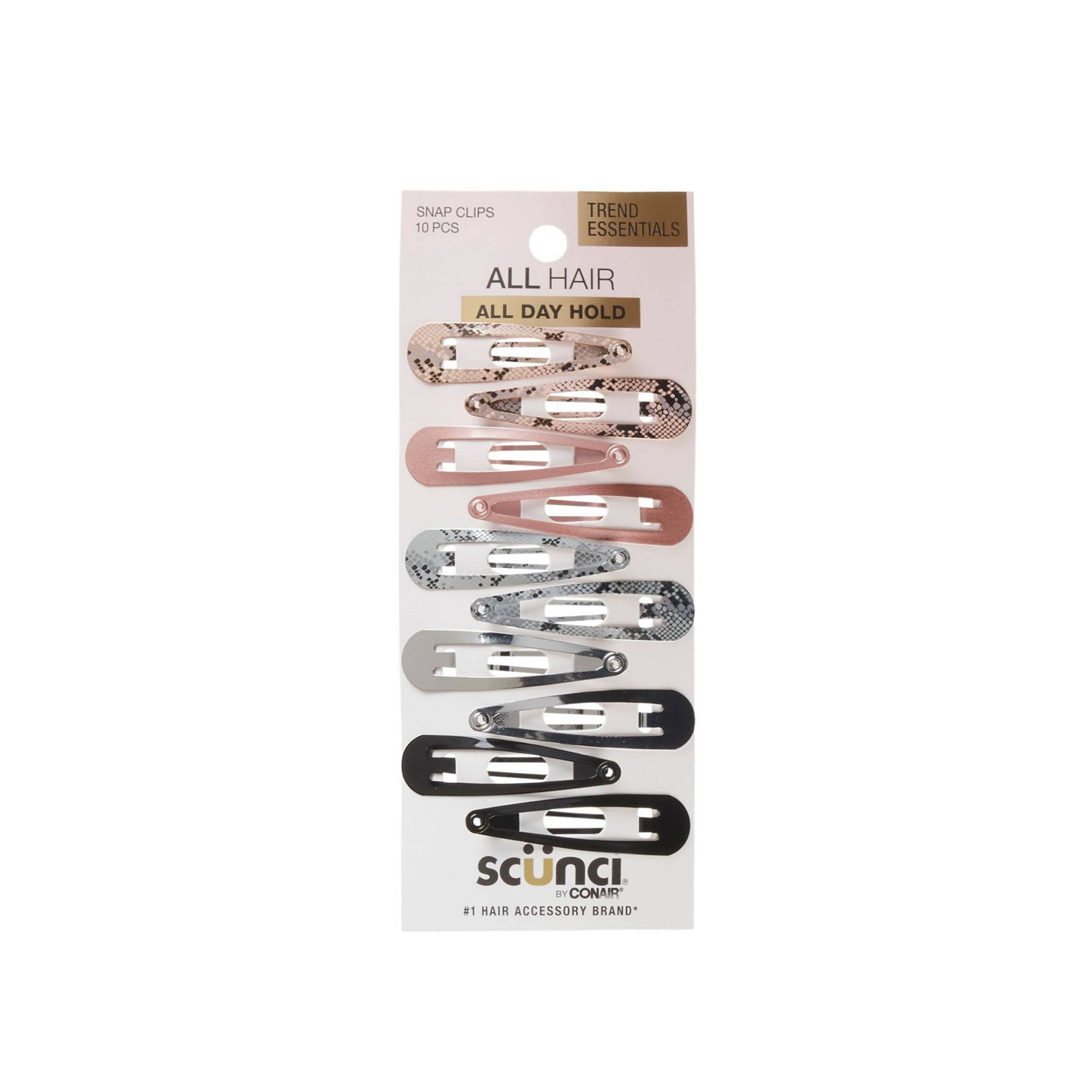 scünci Metal Snap Clips - Assorted Colors - All Hair  - 10pcs: Hair Styling, Fashion, Securing Hair
