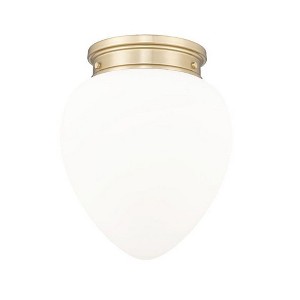 Gideon 1-Light Flush Mount Ceiling Light - Vintage Schoolhouse Glass, Dimmable, Damp Rated - 1 of 4