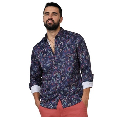 Campus Sutra Men Men's Navy Blue Paisley Shirt