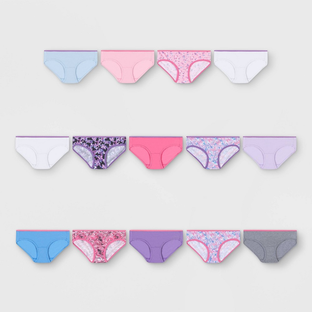 Hanes Girls' 14pk Solid Cotton Hipsters - Colors May Vary 10, One Color
